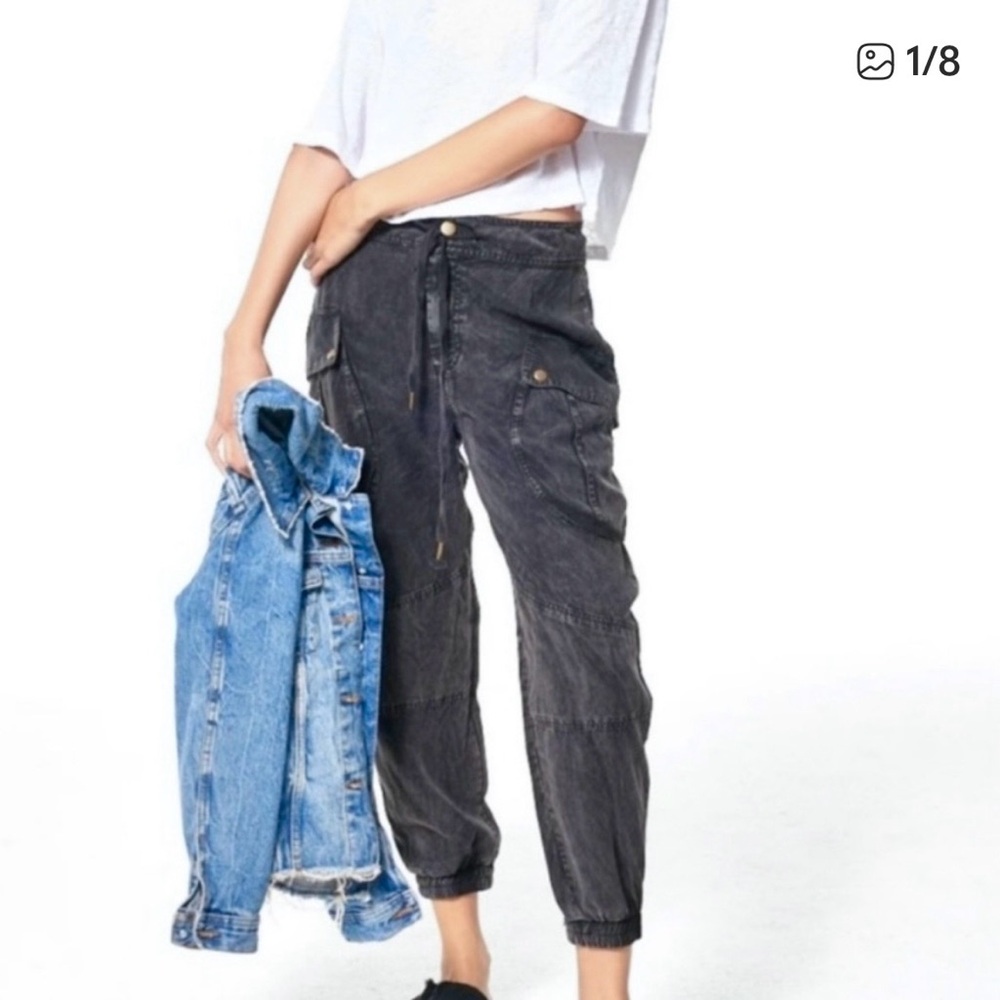 Young Fabulous & Broke Blue Cropped Clyde Cargo Pant in Navy